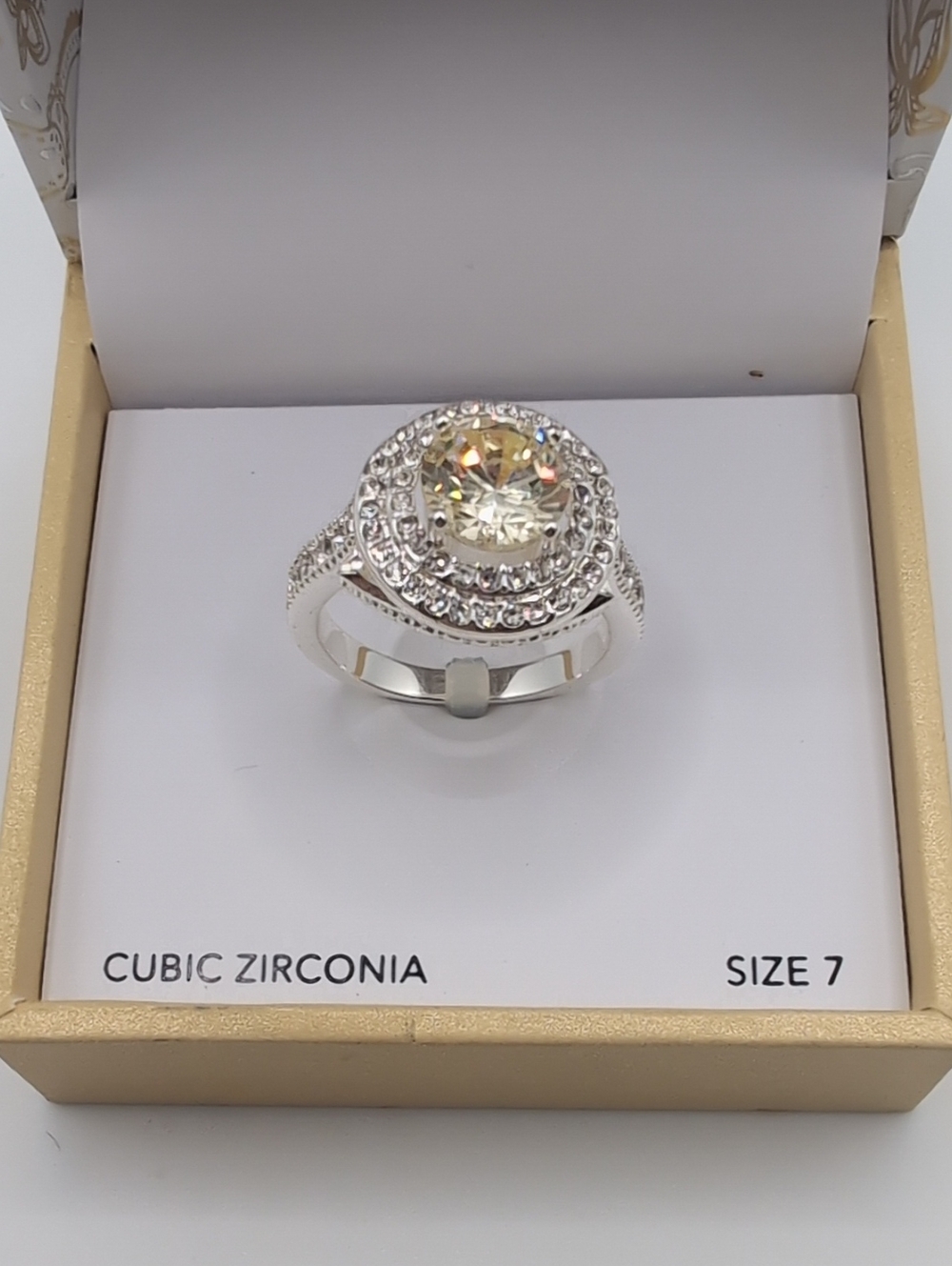 CHARTER Club Silver Jonquil Double Halo Ring Sz 7 Boxed NWT